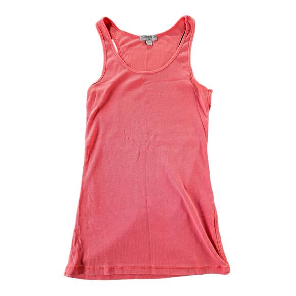 Cotton;On Neon Pink Ribbed Sleeveless Tank Top Women's Size Medium - Picture 2 of 5